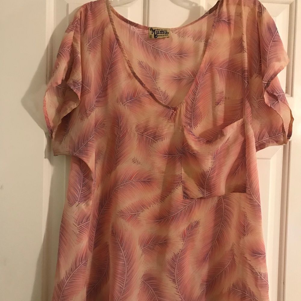 Show Me Your Mumu Original Mumu Pink Feather Top